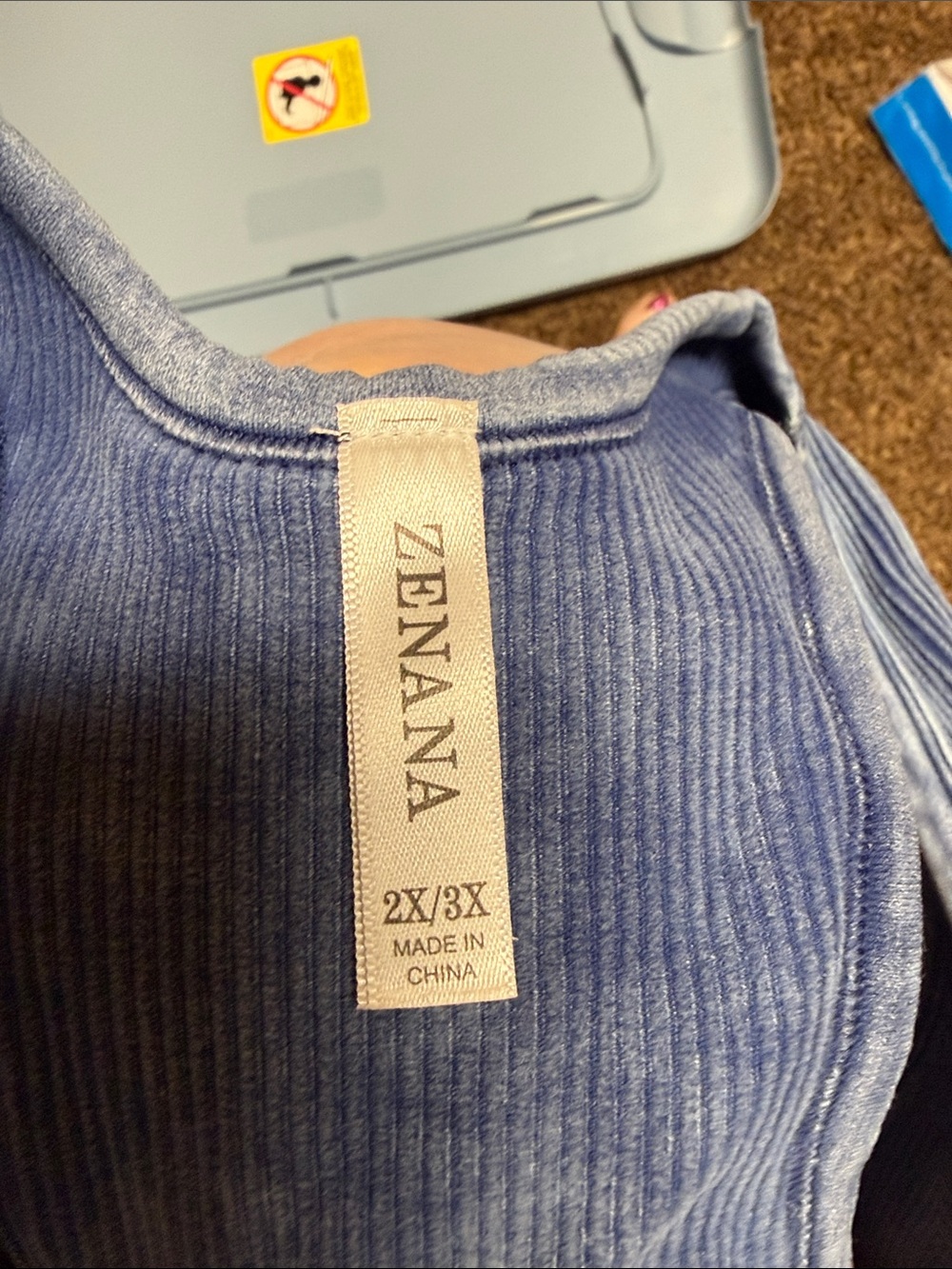 Zenana Ribbed Racerback Bralette - Blue - Picture 3 of 3